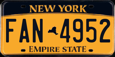 NY license plate FAN4952