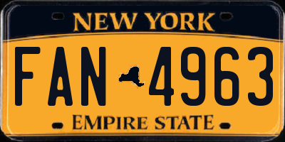 NY license plate FAN4963