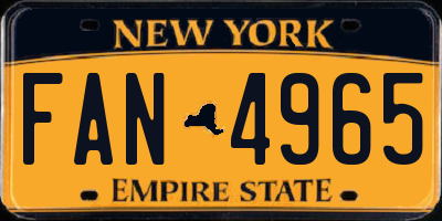 NY license plate FAN4965