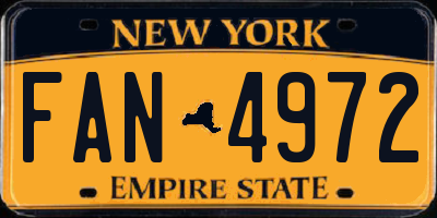 NY license plate FAN4972