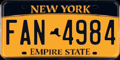 NY license plate FAN4984