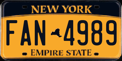 NY license plate FAN4989