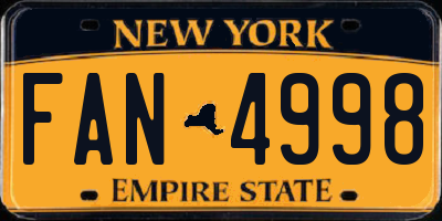 NY license plate FAN4998
