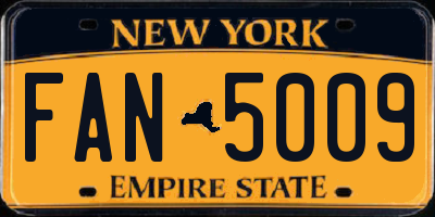 NY license plate FAN5009