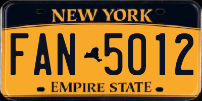 NY license plate FAN5012