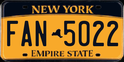 NY license plate FAN5022