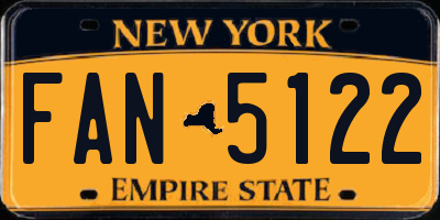 NY license plate FAN5122