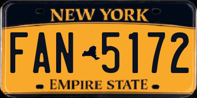 NY license plate FAN5172