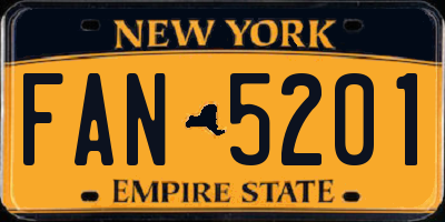 NY license plate FAN5201