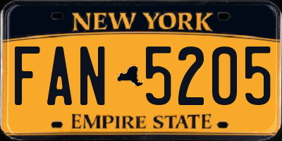 NY license plate FAN5205