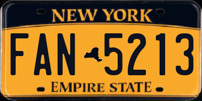 NY license plate FAN5213