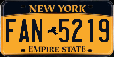 NY license plate FAN5219