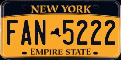 NY license plate FAN5222