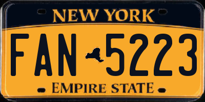NY license plate FAN5223