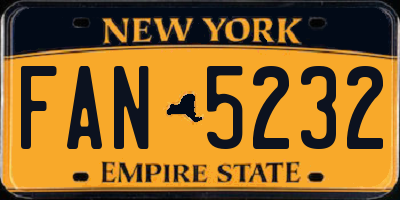 NY license plate FAN5232