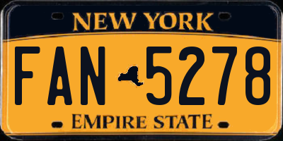 NY license plate FAN5278
