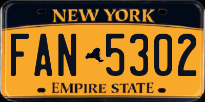NY license plate FAN5302