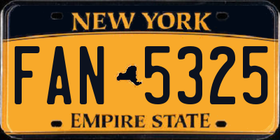 NY license plate FAN5325
