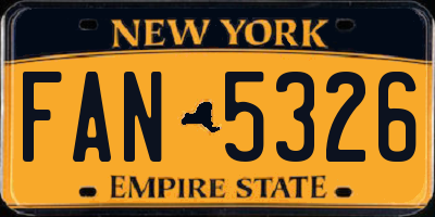 NY license plate FAN5326