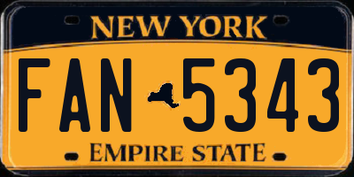 NY license plate FAN5343