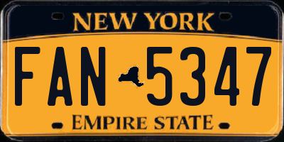 NY license plate FAN5347