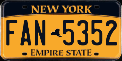 NY license plate FAN5352