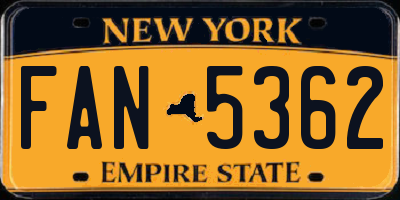 NY license plate FAN5362