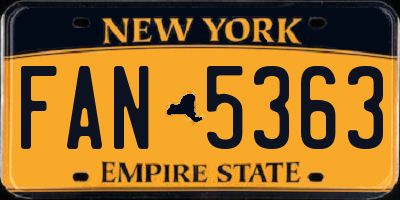 NY license plate FAN5363