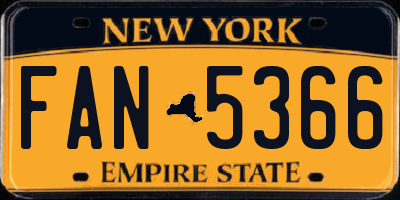 NY license plate FAN5366