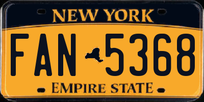 NY license plate FAN5368