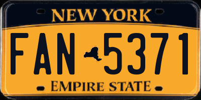 NY license plate FAN5371