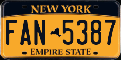 NY license plate FAN5387