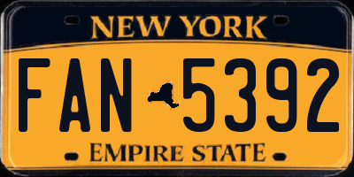 NY license plate FAN5392
