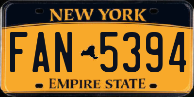 NY license plate FAN5394