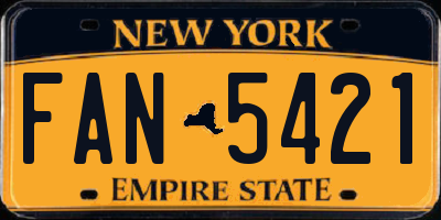 NY license plate FAN5421