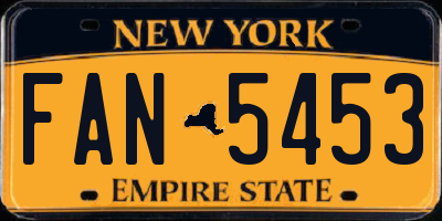 NY license plate FAN5453