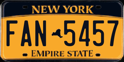 NY license plate FAN5457