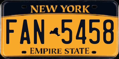 NY license plate FAN5458