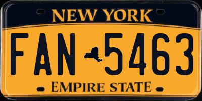 NY license plate FAN5463