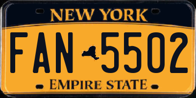 NY license plate FAN5502