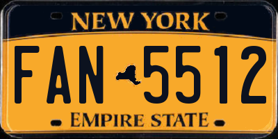 NY license plate FAN5512