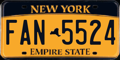 NY license plate FAN5524