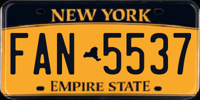 NY license plate FAN5537