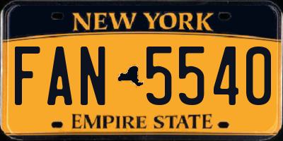 NY license plate FAN5540