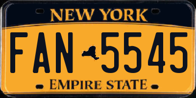 NY license plate FAN5545