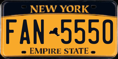 NY license plate FAN5550