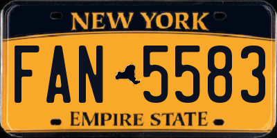 NY license plate FAN5583