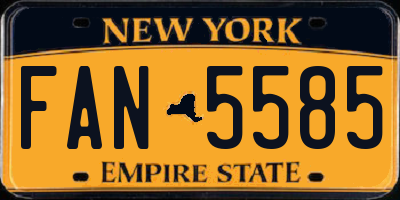 NY license plate FAN5585