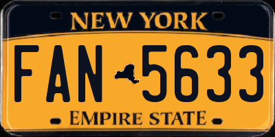 NY license plate FAN5633