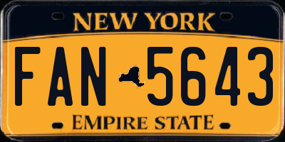 NY license plate FAN5643